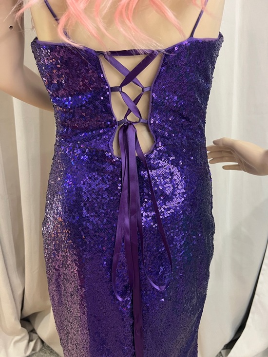 Source Unknown Purple Sequin Spaghetti-Strap Maxi Gown - Picture 6 of 8